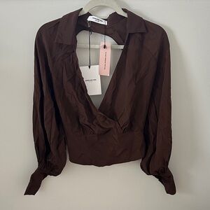 Orseund Iris Brown Silk Top NWT